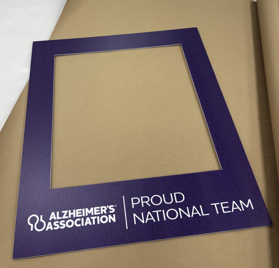 Custom selfie-frame cutout for the Alzheimer's Association Walk to End Alzheimer's &mdash; Savers Printing