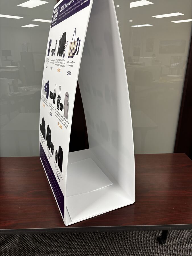 Corrugated A-frame sign, side profile &mdash; Savers Printing