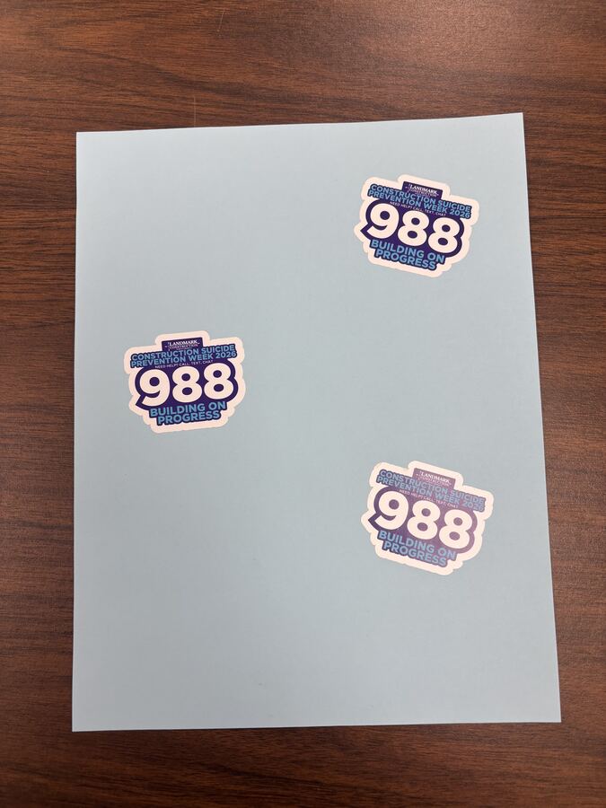 Die-cut stickers printed for a construction industry mental health awareness campaign &mdash; Savers Printing