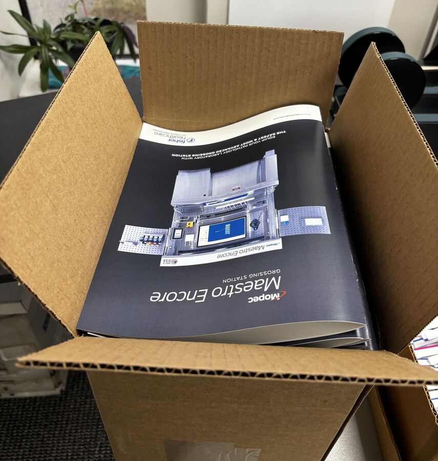 Product brochures printed, boxed, and packaged for shipping &mdash; Savers Printing